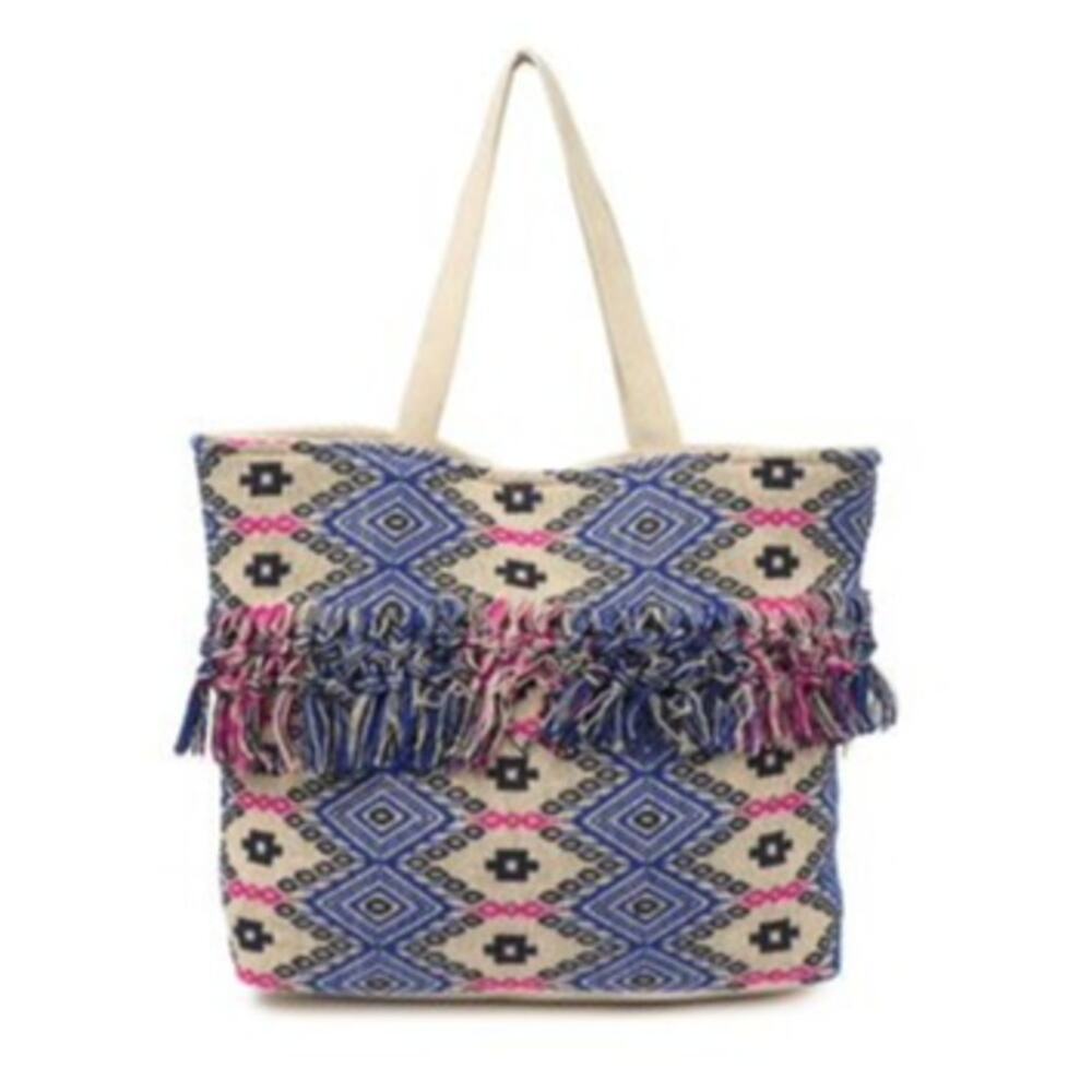 MAGID Fringe Trim Geo Pattern Tote Bag